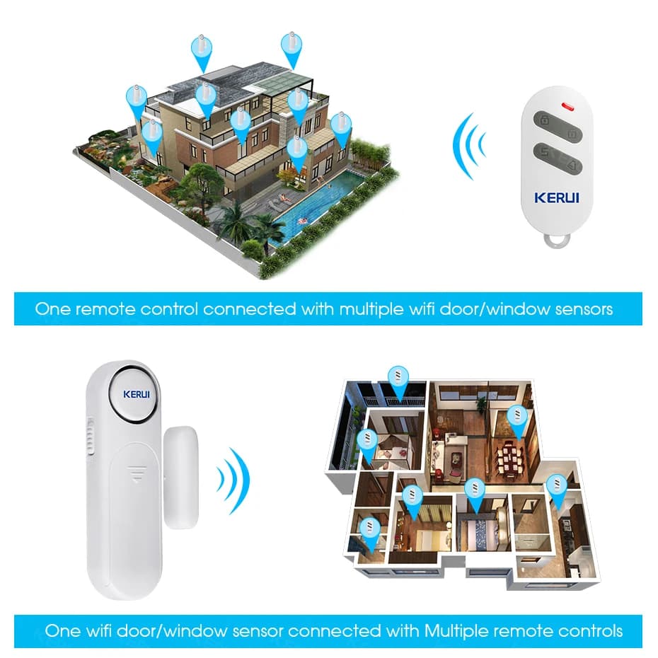 KERUI 120dB Finestra/Porta Sensore di Allarme Senza Fili 300ft di Controllo Remoto Per I Bambini Armadietto di Sicurezza Sicurezza Domestica Intelligente Antifurto D121