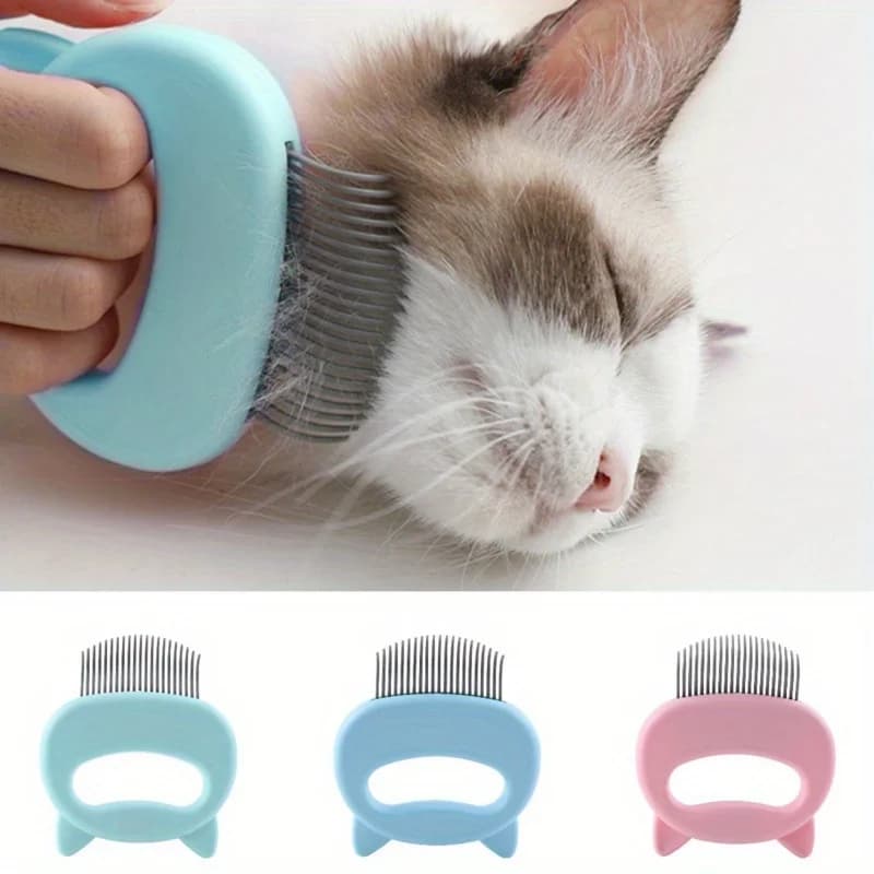 Pettine massaggiante per gatti, pettine districante con impugnatura ergonomica, rimuove efficacemente il pelo di gatto, spazzola morbida e fine, strumenti per la toelettatura multicolore.