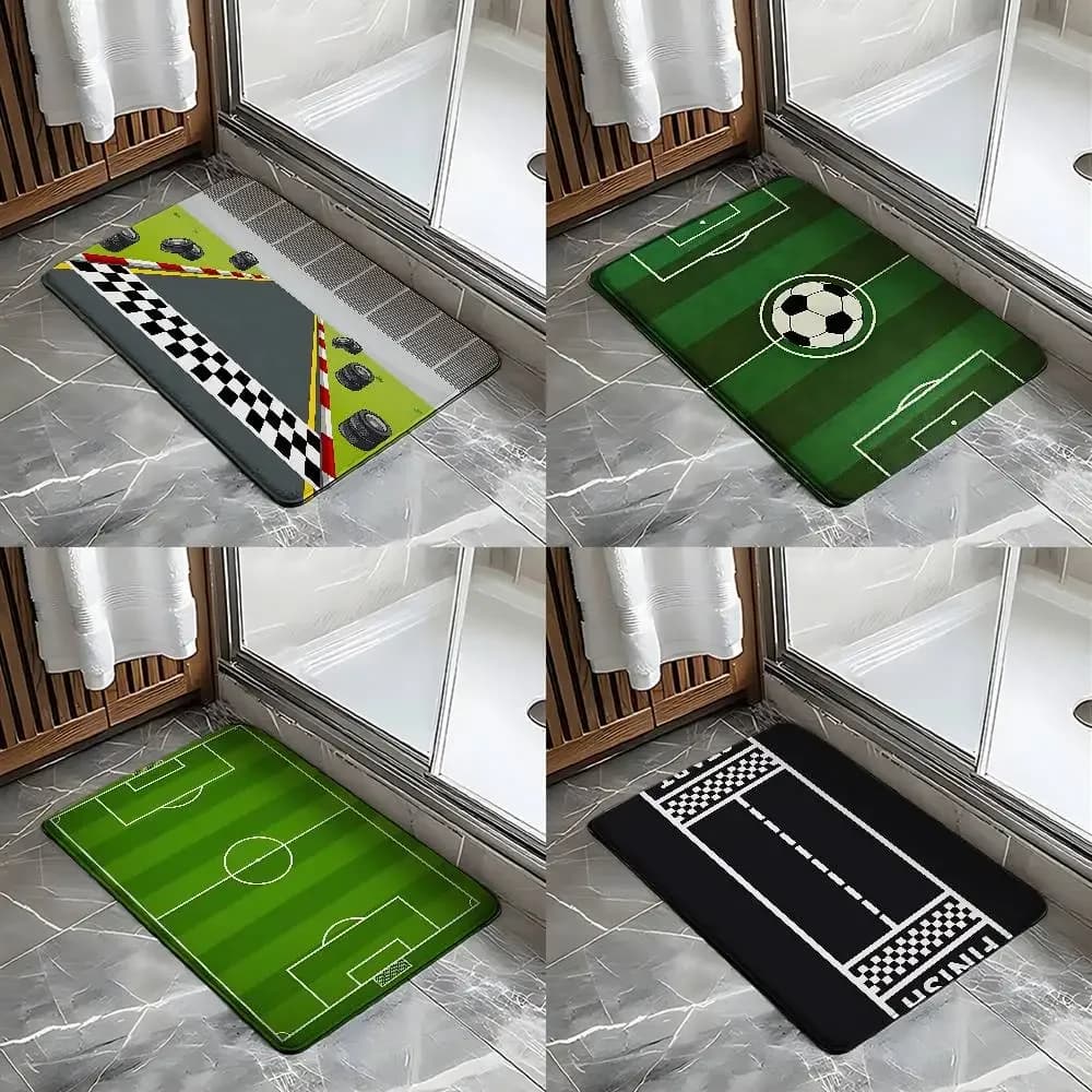 Sports Theme Racing Track Basketball Court Soccer Entry Door Floor Mat Festive Decorations Carpet Bathroom Entrance Doormat