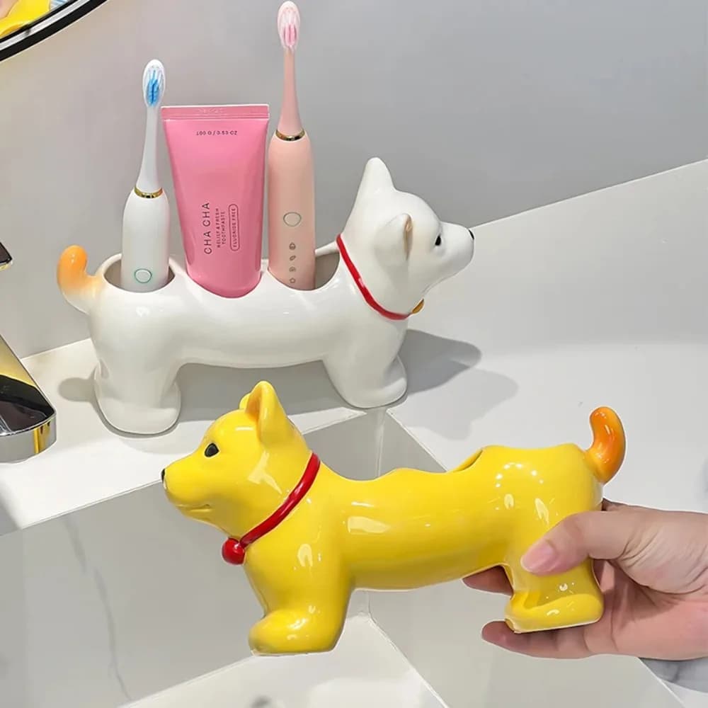 Cartoon Animal Ceramic Toothbrush Holder Bathroom Washbasin Cleanser Toothbrush Storage Base Bathroom Accessories