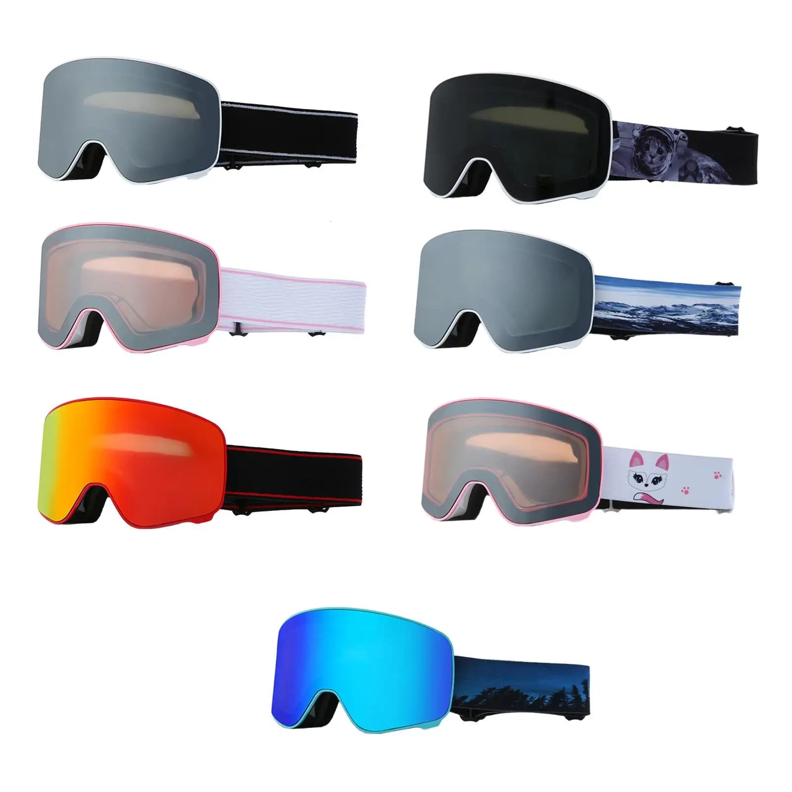 Occhiali da sci Protezione per gli occhi Sport invernali Occhiali da neve con cinturino regolabile