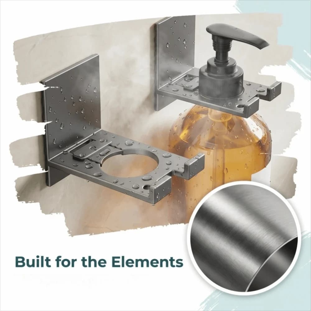 Space Aluminum Shower Gel Bottle Rack Adjustable Grey Shampoo Bottle Holder No Drill Wall Mount Soap Dispenser Holder