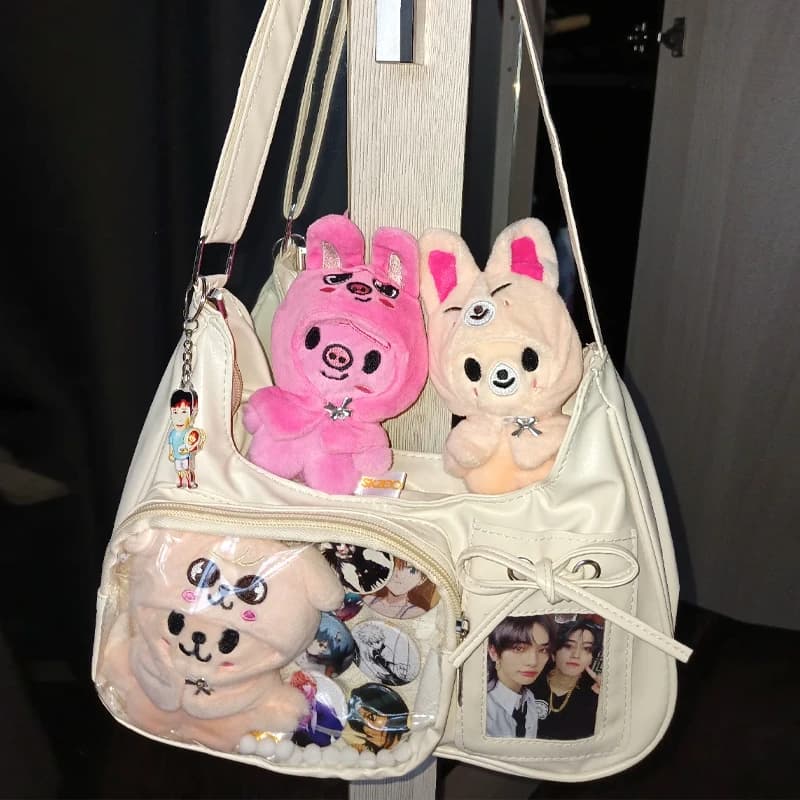 Y2K Harajuku School Bags Transparent Korean Ita Bag for Girls and Women, Soul Shoulder Bag with Exhibiting Plate, Handbag Toy