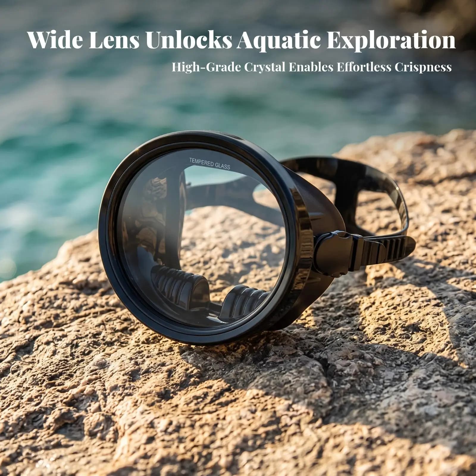 Underwater Snorkel Mask with Wide View Tempered Glass and Waterproof Silicone Seal for Secure Diving Experience