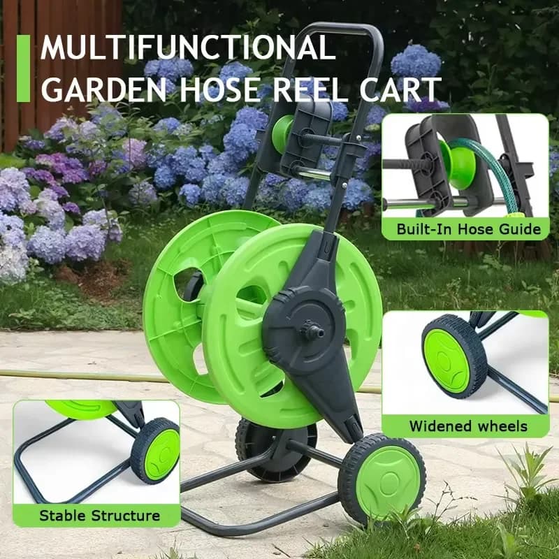 for Garden Irrigation Car Hand-push Storage Water Pipe Rack 60m Capacity Mobil Round Hose Reel Cart with Wheels Labor-saving