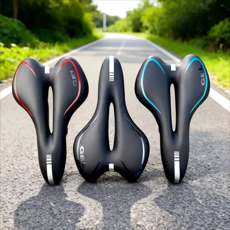 Comfortable Shockproof PU Leather Surface Cycling Seat Sponge-Filled Gel Time Trial Bicycle Saddle for Enhanced Riding Experienc