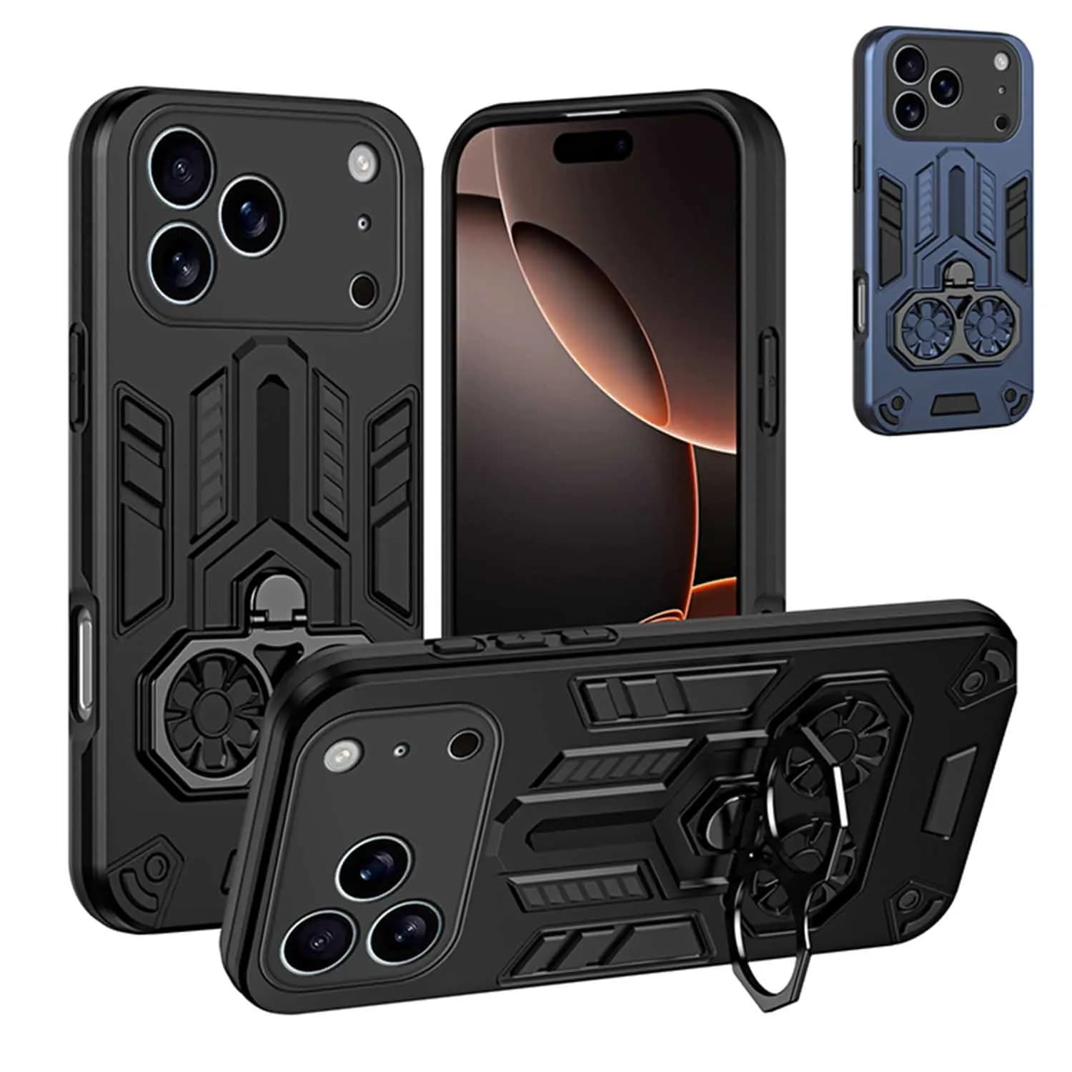 Case for iPhone 17 16 15 Pro Max 16Plus 15Plus Air 17 16 15 Pro Protective metal ring case with military grade shock armor