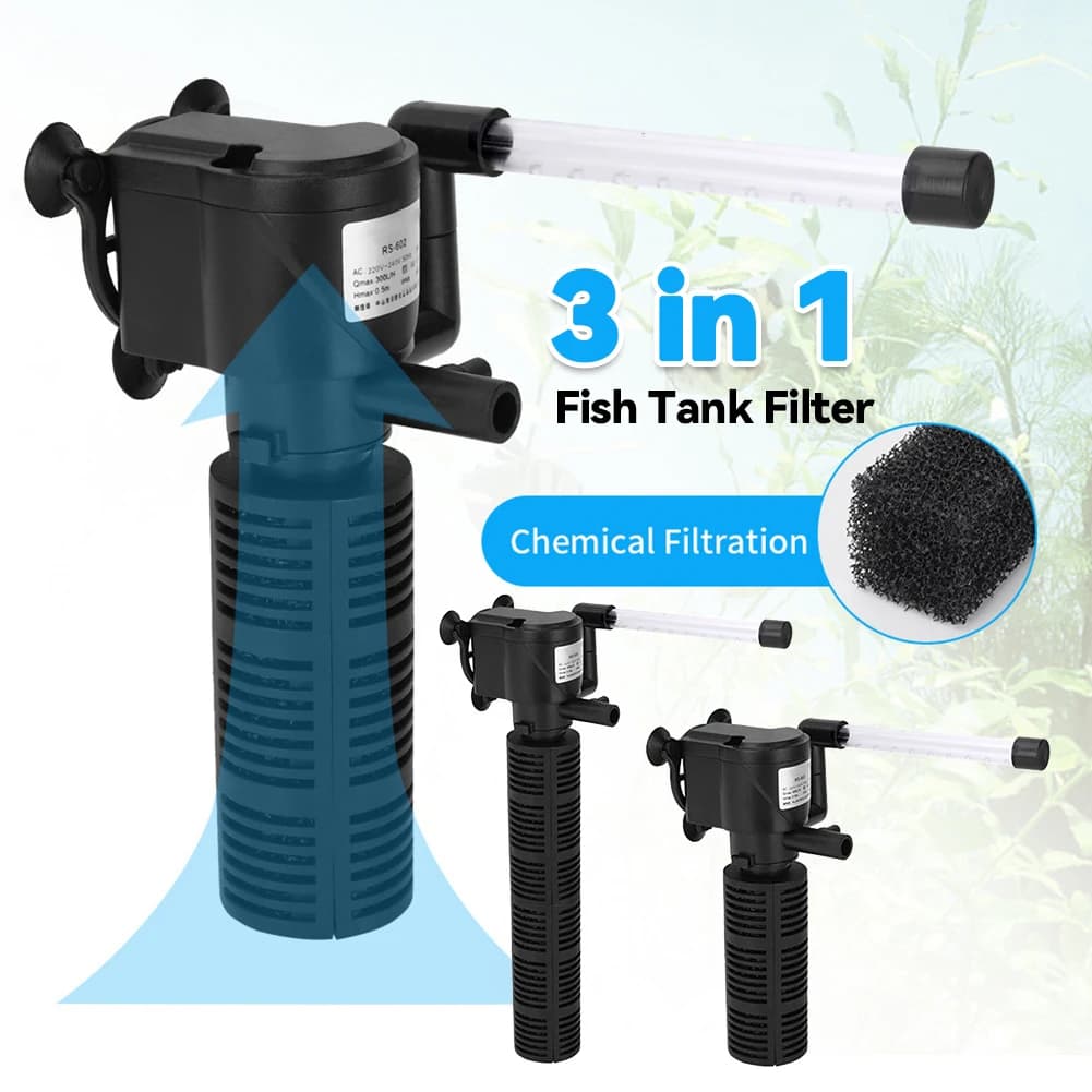 3 in 1 Mini Acquario Filtro Silenzioso Acquario Depuratore di Acqua Acquario Impermeabile Pompa di Aria Sommergibile Depuratore di Acqua per Acquario