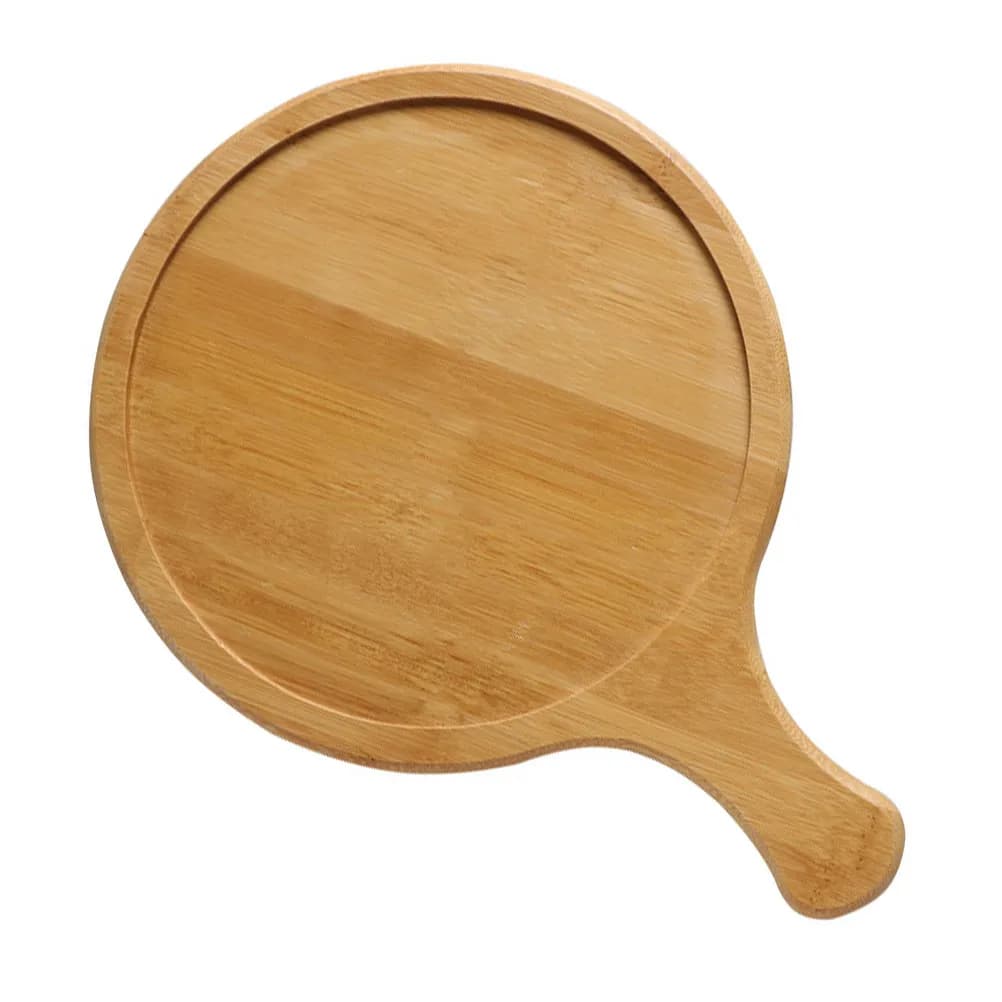 10 Inch Bamboo Pizza Tray Round Serving Board with Handle Eco Friendly Food Grade for Pizza Dessert Cake Cheese Fruit