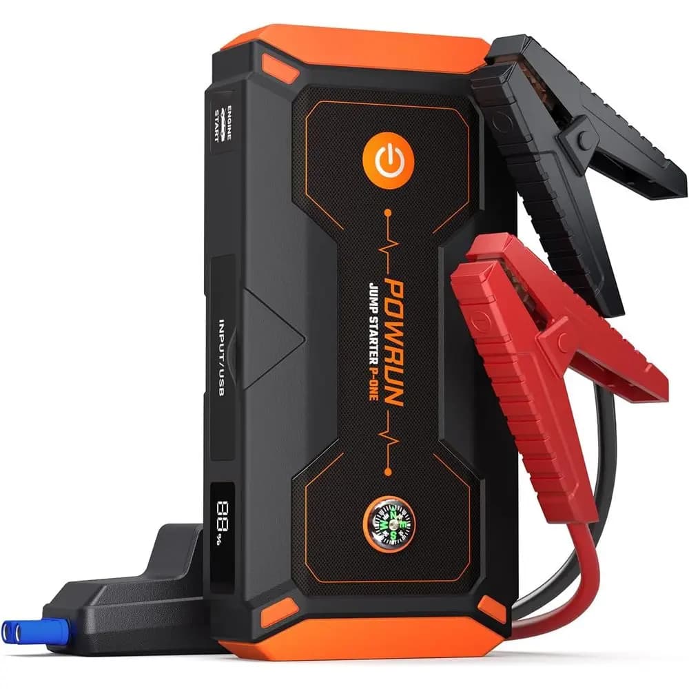 Avviatore di Emergenza Portatile 2000A, Booster Batteria Auto 12V per Motori Benzina e Diesel, Jump Starter Compatto con Custodia per il Trasporto