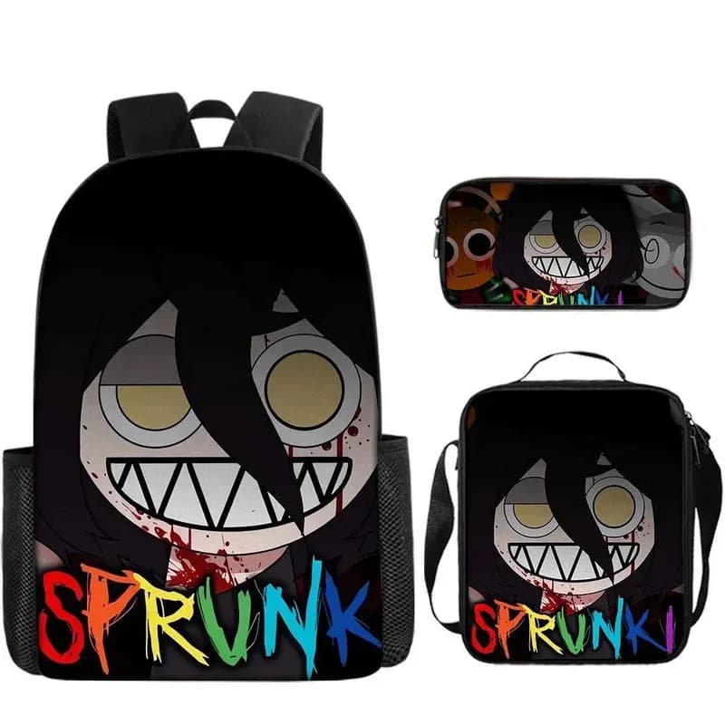 CySprunki Game Schoolbag Backpack Lunch Bag Pencil Case Set Gift for Kids Students
