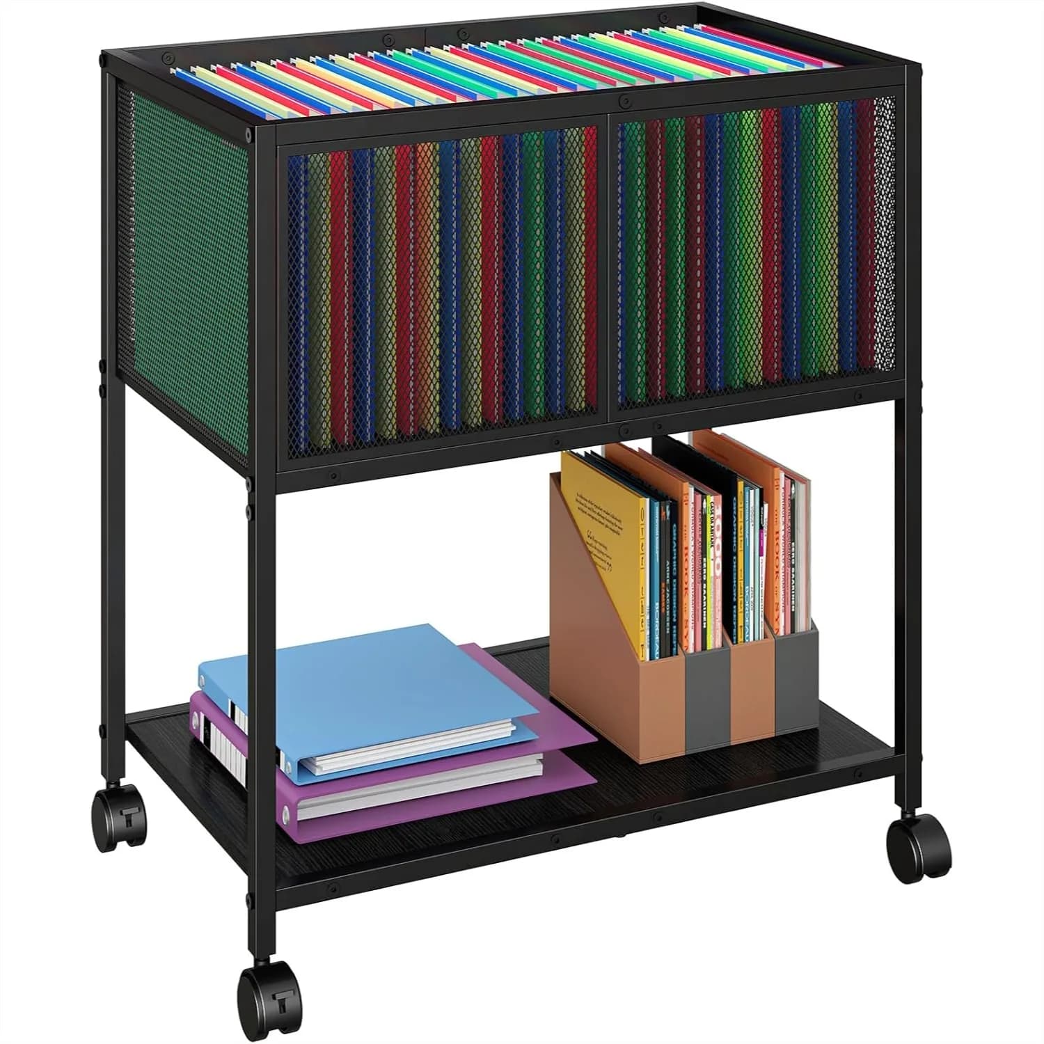 Carrello Portadocumenti con Ruote, Armadietto Mobile per Archiviazione, Portadocumenti in Metallo per Formato Lettera, per Casa e Ufficio