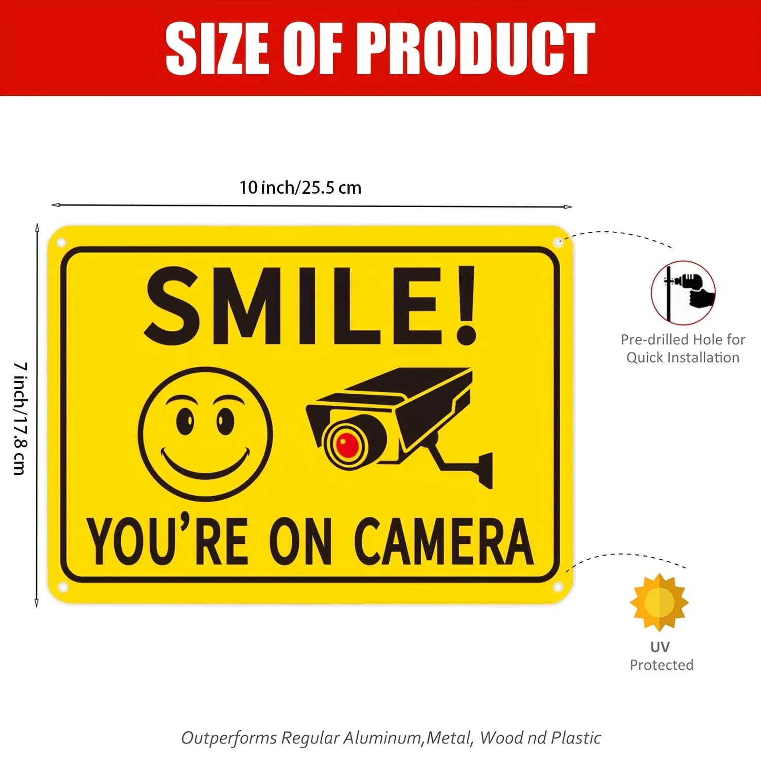 Smile Your On Camera Sign, Video Surveillance Signs Outdoor, Security Camera Sign, Home Security Signs, Aluminum