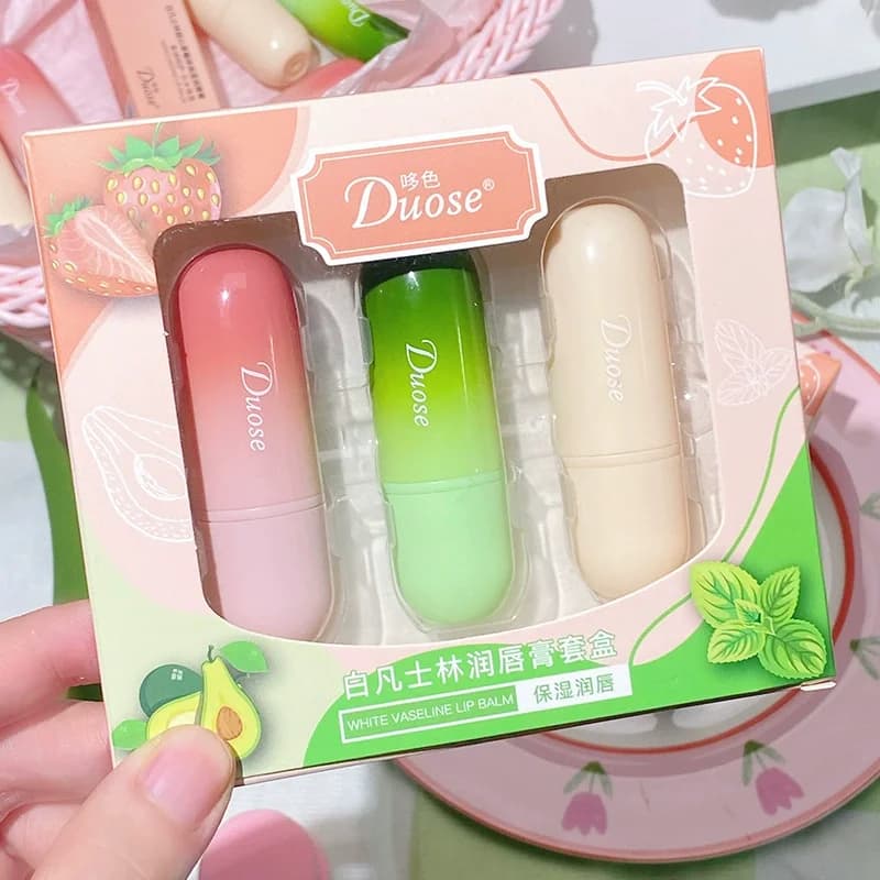 New Fruits Lip Balm Sets Moisturizing Lip Moisturizing Nourishing Hydrating Lipstick Kits Lips Oil Moisturizing and Non Greasy
