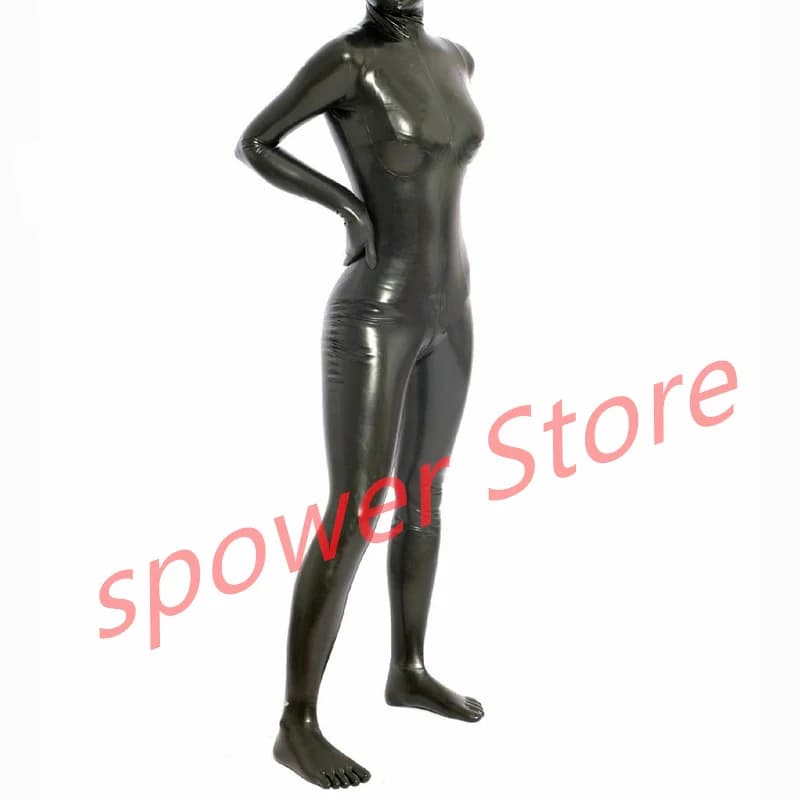 Catsuit in lattice da donna fatto a mano con calzini con zip posteriore Guanti Tuta in gomma Tuta attillata Personalizza costumi cosplay