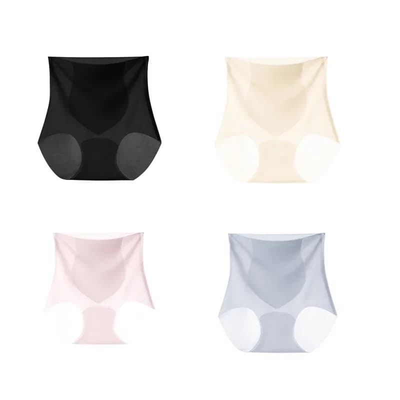 4 pezzi/set senza cuciture a vita alta in seta di ghiaccio mutandine ad asciugatura rapida biancheria intima da donna estate mutandine ultrasottili slip fitness da donna