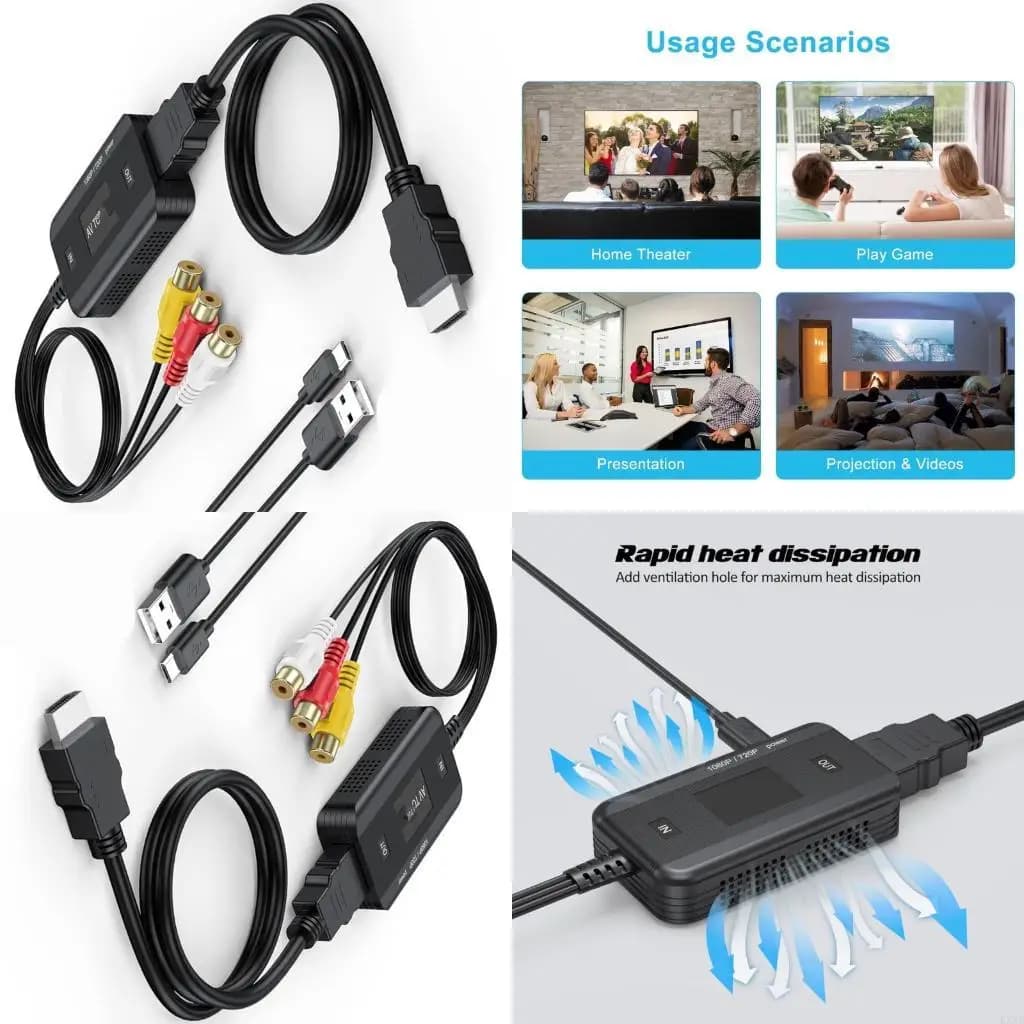 K3NB 3RCA femmina/maschio a HDTV Converter Composite in HDTV Adapter Support 1080p