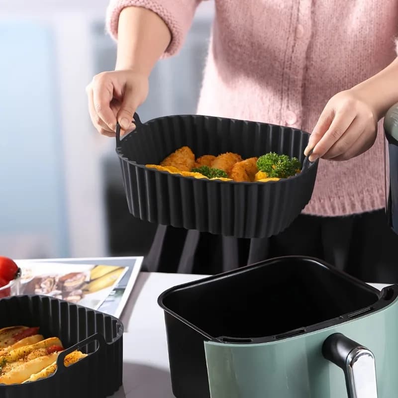 1 Piece Silicone Cover for Air Fryer, Reusable, Non-stick and Easy to Clean, BBQ Tools, Suitable for Oven and Microwave for Healthy Kitchen and Restaurants