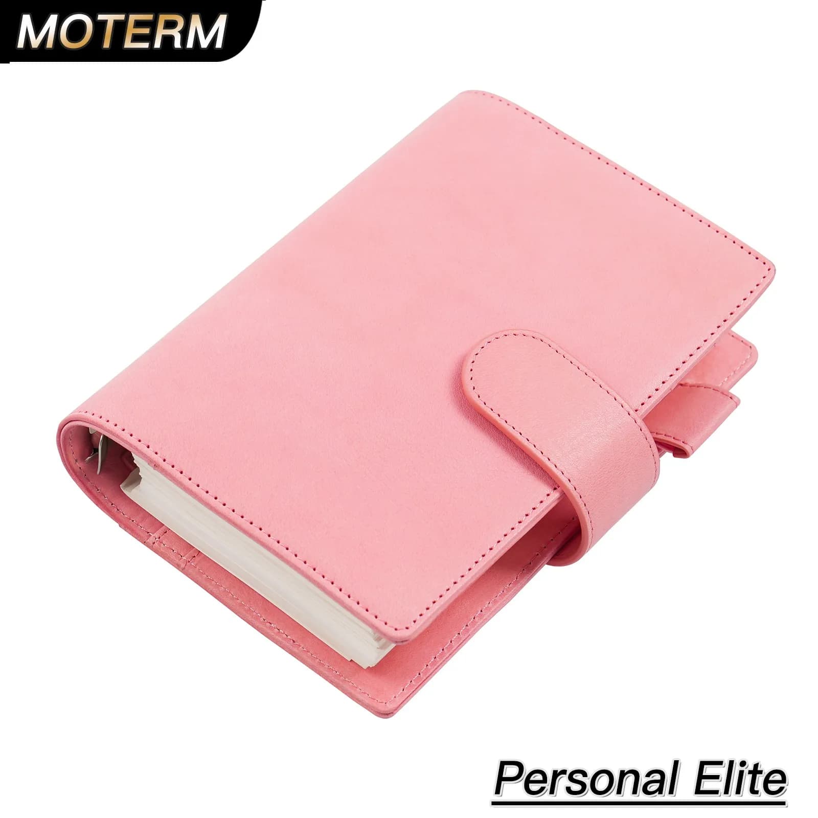 Moterm Personal Size Elite Rings Planner senza grande taccuino in pelle conciata al vegetale con tasca posteriore con organizer per anelli da 25 mm