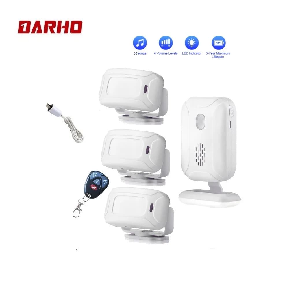 Darho 3 senors Negozio Negozio Sicurezza domestica Campanello di benvenuto Sensore di movimento IR a infrarossi wireless Sensore di campanello per ingresso allarme