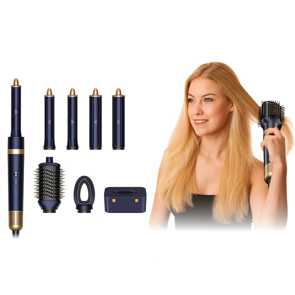Asciugacapelli 5 in 1 Ricaricabile con Arricciacapelli Automatico, Piastra e Spazzola per lo Styling dei Capelli