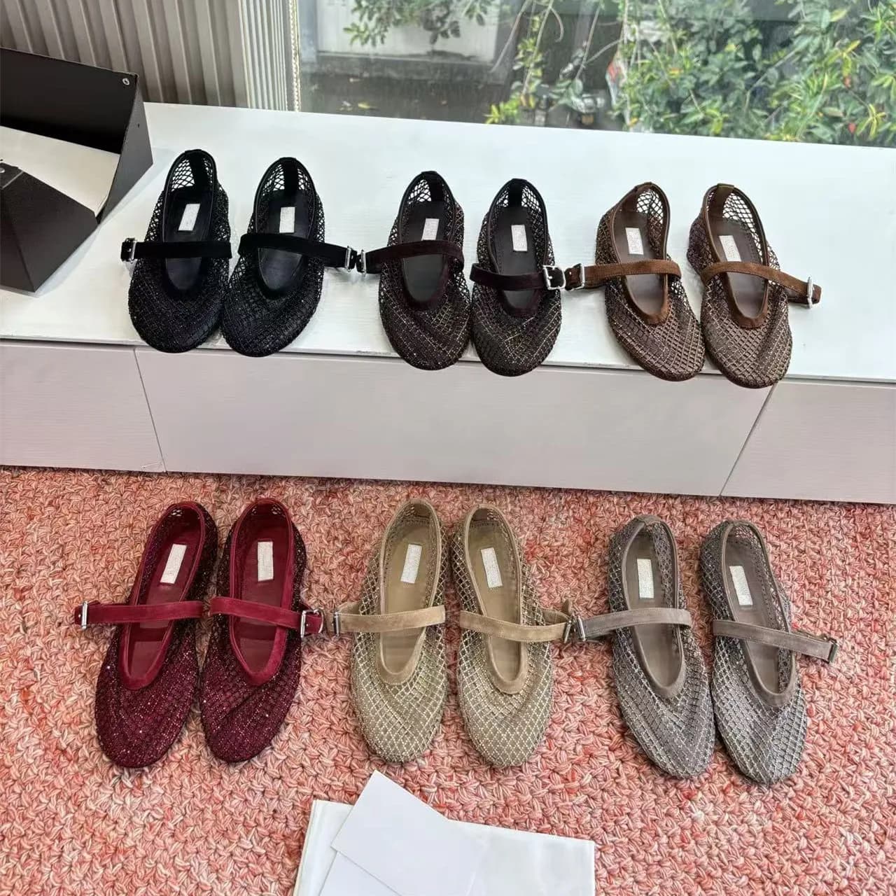 Water Diamond Fishing Net 2026 Summer New Cutout Fashion Mary Jane Shoes Women's One Button Flat Bottom Versatile Sandals