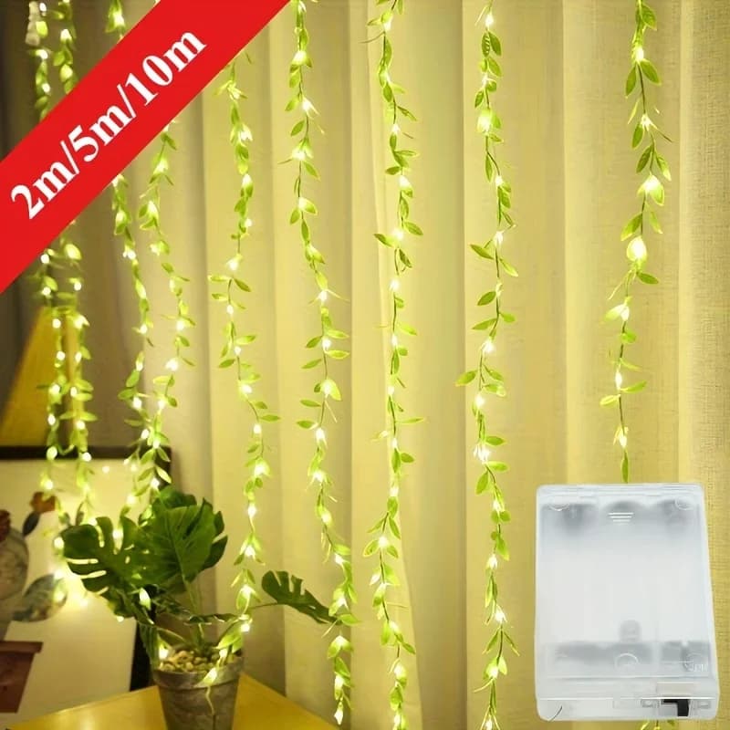 2M-10M Natale Foglia di salice LED Lucine a batteria Luci a corda per albero di Natale Festa di nozze Decorazioni fai da te