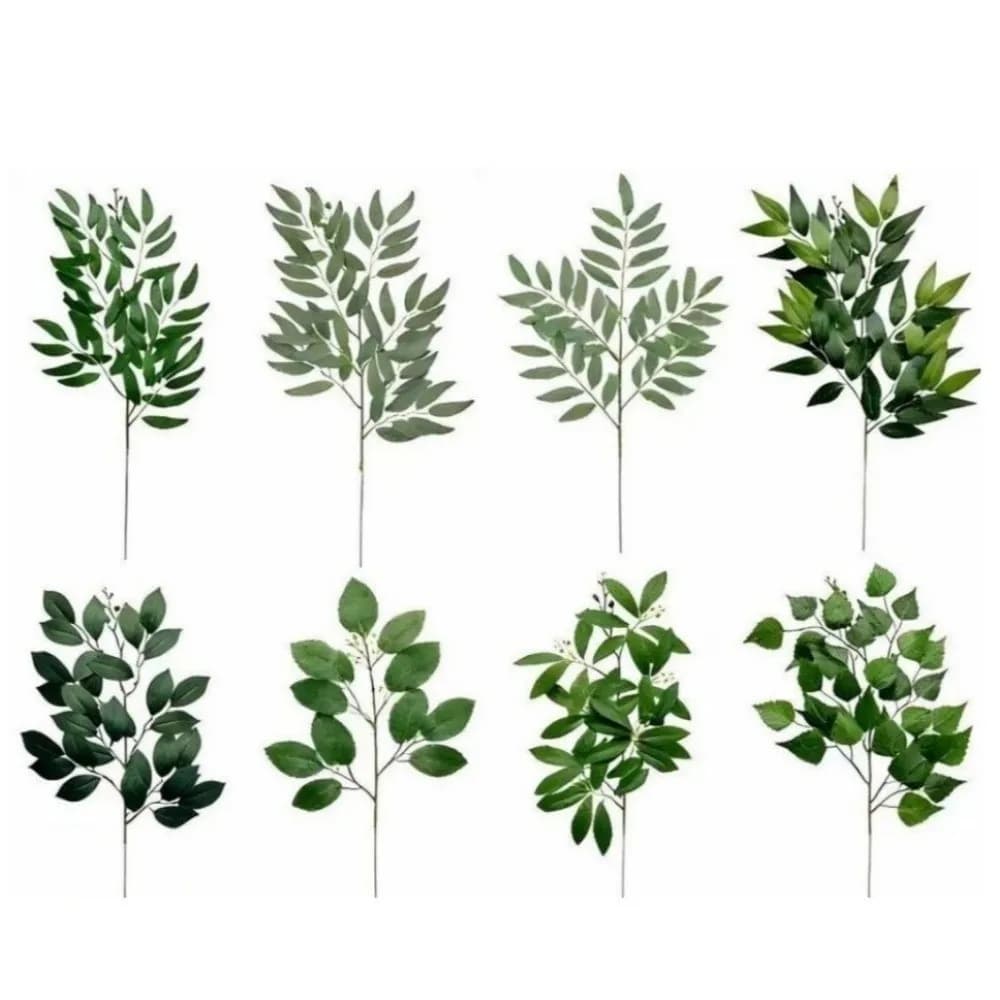 New Decorative Artificial Green Plant Willow Leaves Faux Fake Eucalyptus Leaf Eucalyptus Leaves Fake Tree Branch Home Decor