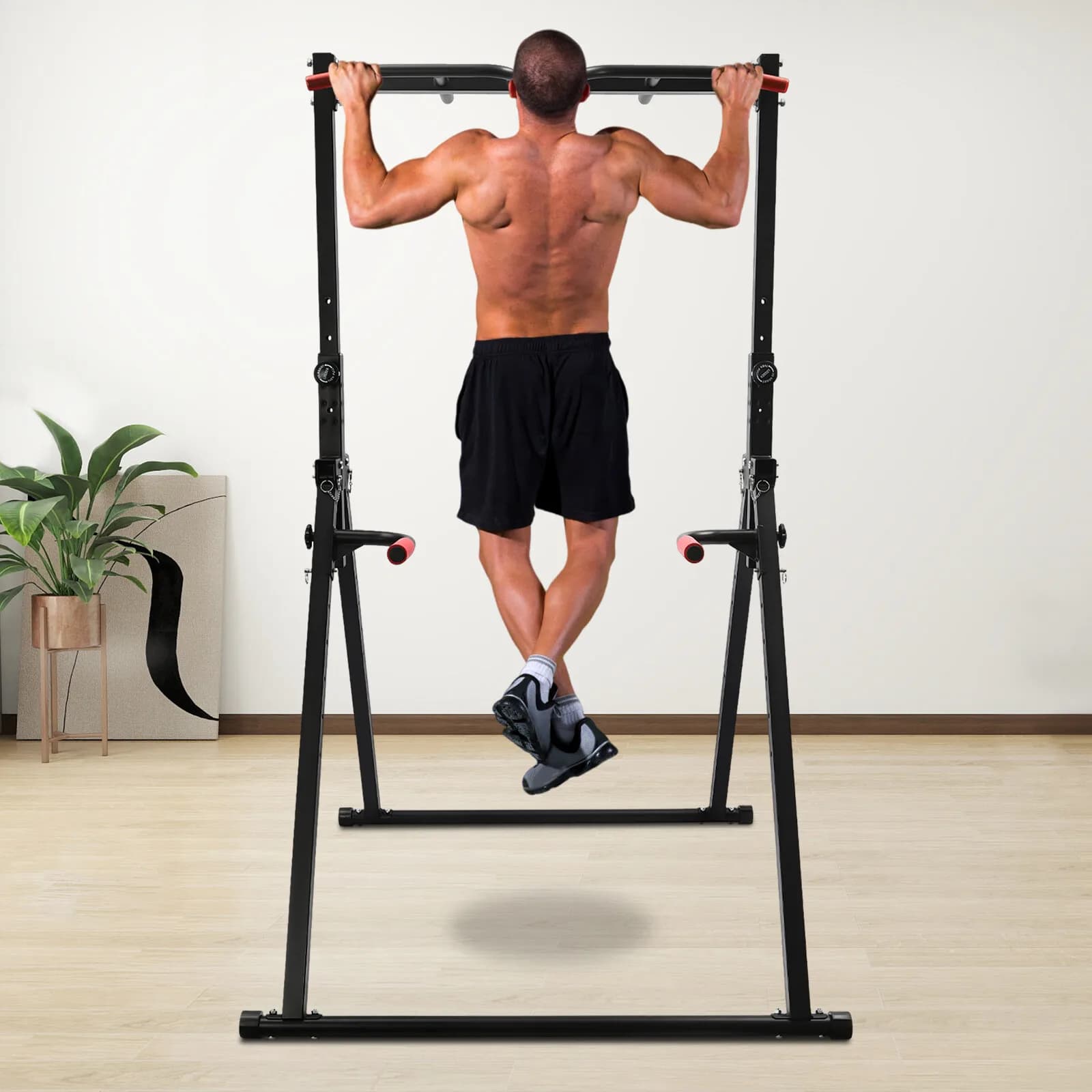 Adjustable horizontal bar for dive station for home gym strength training