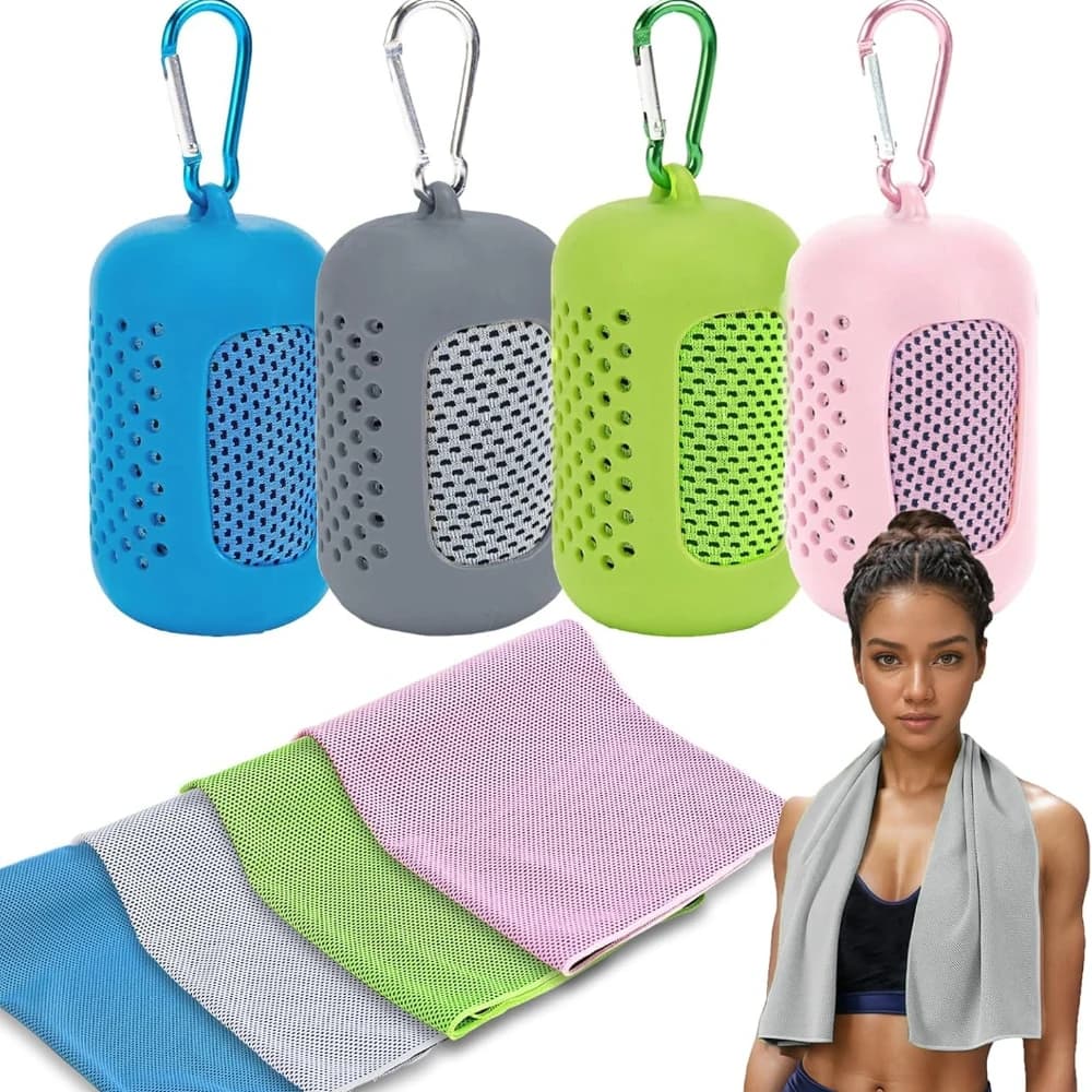 Hot Portable Wrapped Cold Towel with Circular Silicone Bag Sports Quick Dry Absorbent Camping Ultra Soft Gym Swimming Yoga Beach