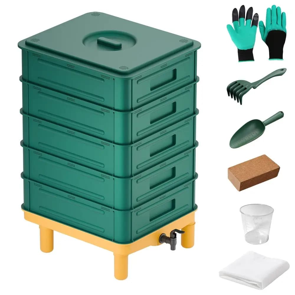 Composter per Vermicompostaggio da 85L, per Interni ed Esterni, Kit di Avvio per Vermicompostaggio, Composter per Giardino