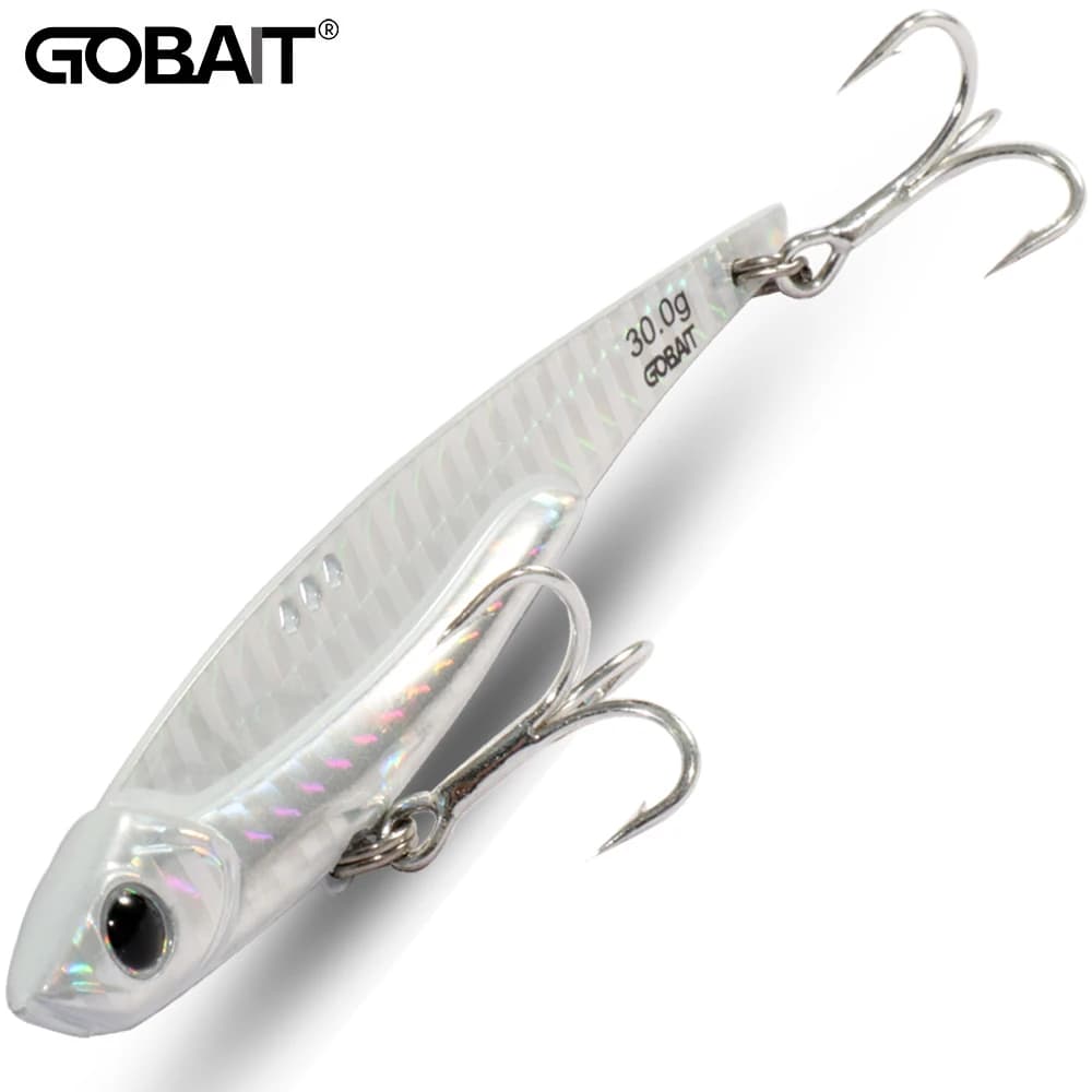 GOBAIT VIB Richiamo di Pesca 20g 25g 30g Metallo Jig Affondamento Lama Treble Gancio Spinner Cucchiaio Cast RATION Acciaio Al Carbonio Affrontare Esca Dura