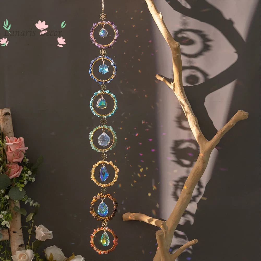 Natural gravel dream catcher crystal wind chimes room decoration pendant air pendant