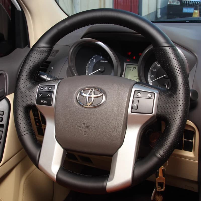 Per Toyota PRADO 2010 2014 2015 2016 Coprivolante per auto Cucito manuale Protezione in vera pelle Treccia Accessori auto Parte