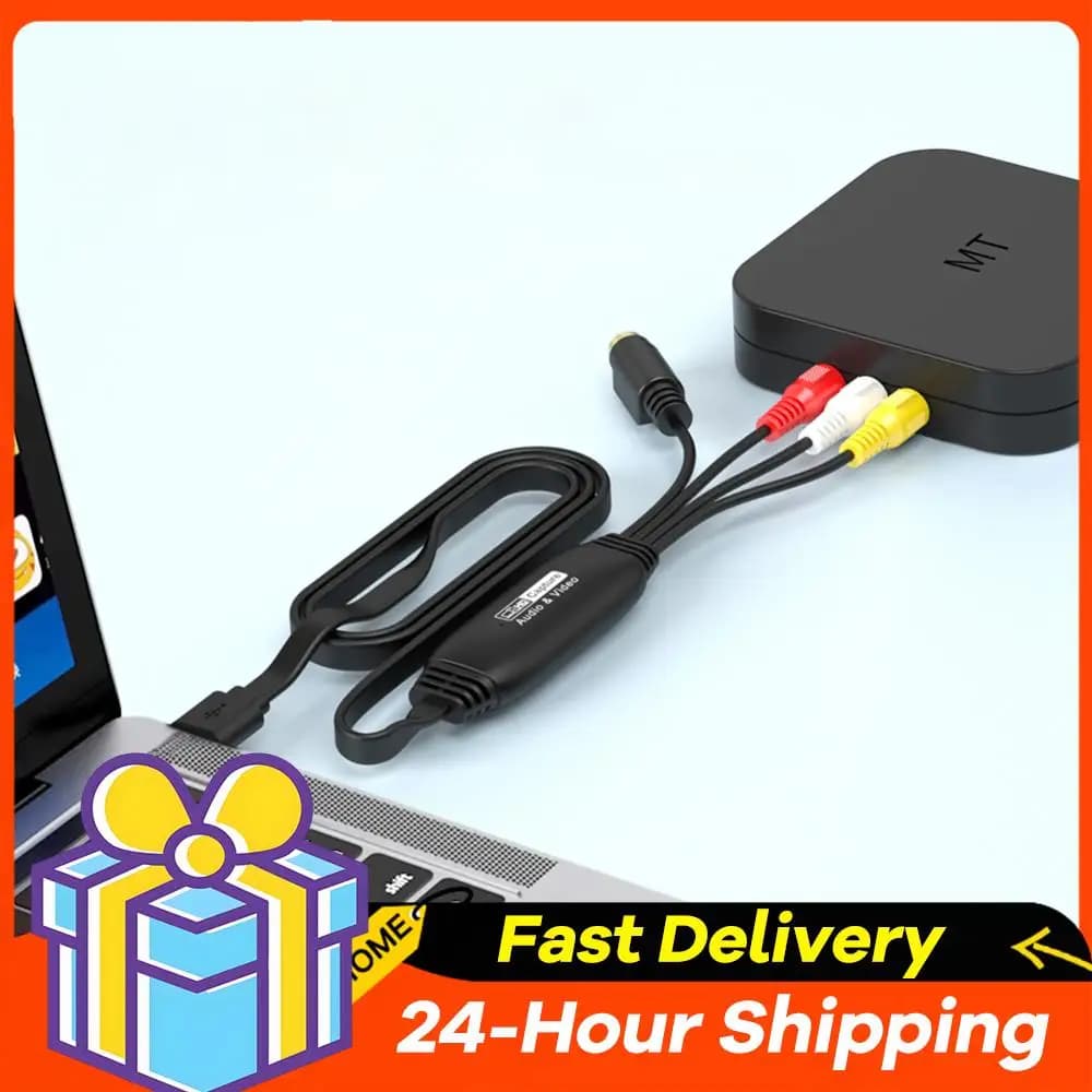 Scheda di acquisizione video USB, convertitore audio/video da VHS, TV, DVD, VCR, adattatore USB a AV per PC