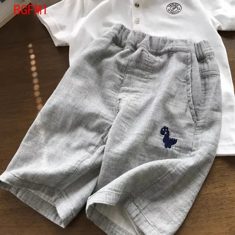 Nuovi Pantaloncini Ricamati per Ragazzi 2026, Morbidi, Traspiranti e Comodi, Pantaloni a Cinque Punti in Lino e Cotone, Moda Estiva Casual
