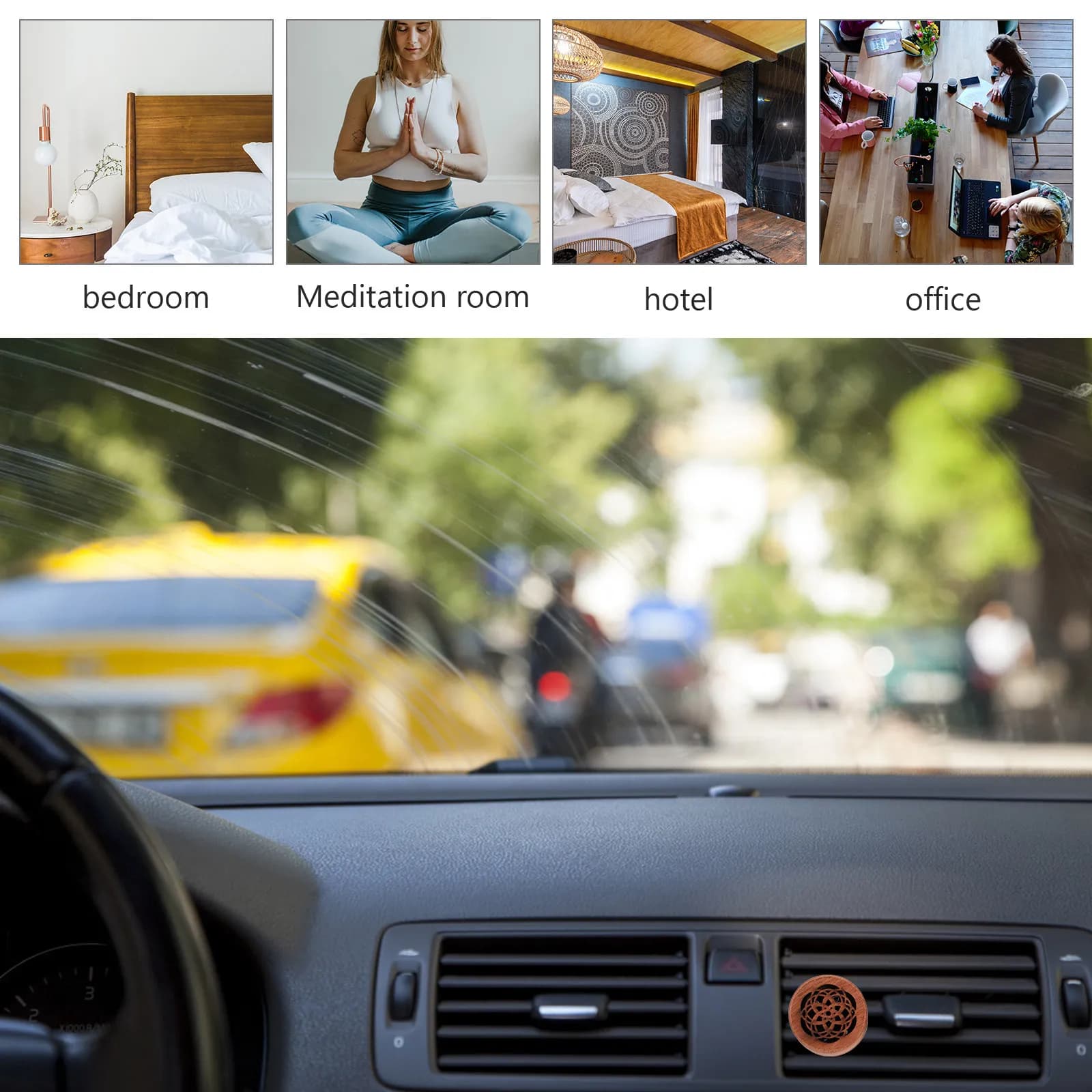 1Pcs Wooden Aroma Diffuser Elegant Car Incense Wood Decorative Essential Oil Diffuser for Car Bedroom Office Meditation Yoga