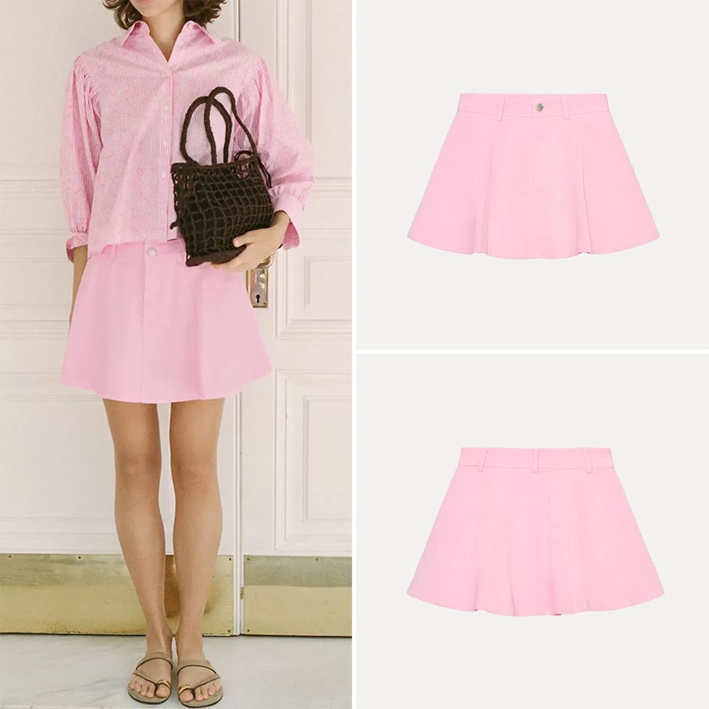 Pantaloncini a Gonna a Vita Alta Rosa Casual alla Moda, Nuovi Arrivi Estivi da Donna, Marca ZADATA, Lunghezza Corta, Altri Materiali