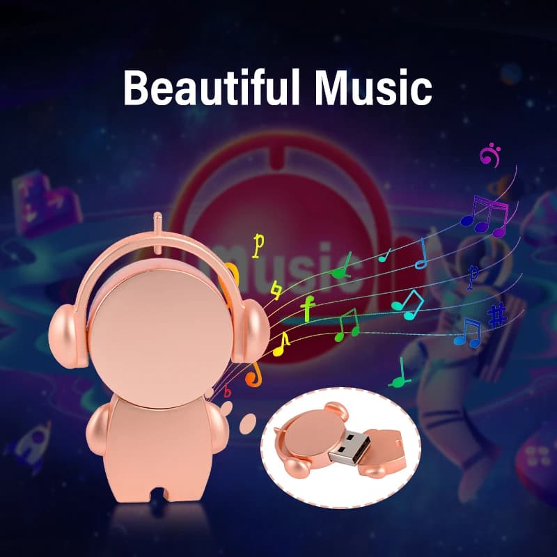 Simpatico uomo musicale in metallo Chiavetta USB da 128 GB Chiavetta USB da 64 GB ad alta velocità Chiavetta di memoria Flash da 32 GB Regalo creativo per matrimonio U Disco