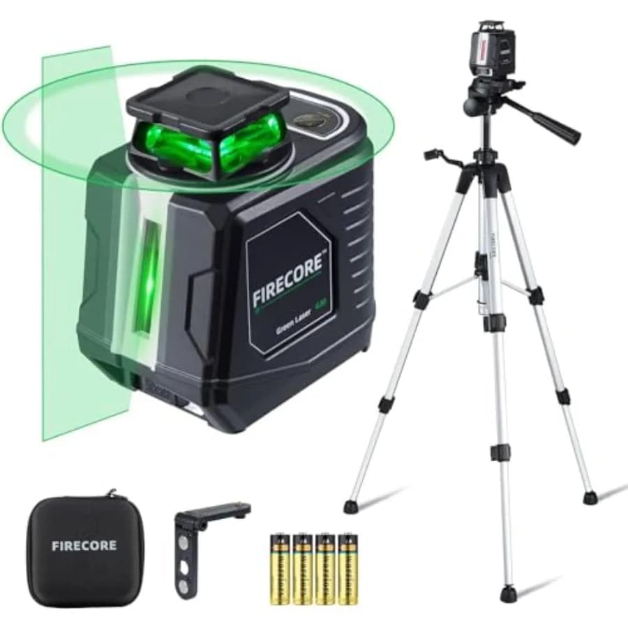 Livella Laser Autolivellante 360° con Treppiede per Appendere Quadri, Piastrelle, Pavimenti, Progetti Fai-da-Te, Livella Laser a Linea Verde