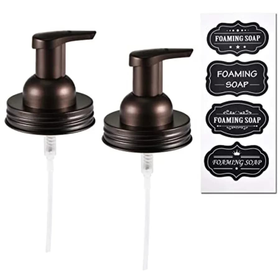 Coperchi per dispenser di sapone schiumogeno per barattoli Mason, coperchio in plastica con pompa antiruggine in acciaio inossidabile, sapone per le mani ricaricabile, stile rustico da cucina