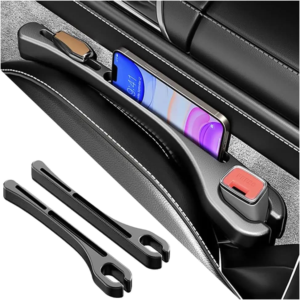 2 Pieces Organizer for Auto Seat Slots with Phone Door, Auto Seat Lateral Slots Organizer for Fall Prevent, Self Seat Lateral Slots Filler
