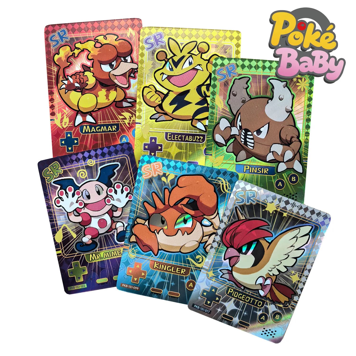 Shiny 60Pcs in Blind Box Cute PokeBaby Cards for Kids Lovely Collection Classical Q151 Pokedex Ver.1996 DIY Holographic Card