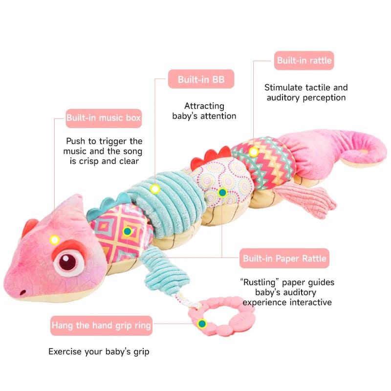 Newborn Rattle Musical Toys Soft Plush Rattle Sensory Party-Worm Animal Toys Early Education Interaction Tummy Time Toys Gift