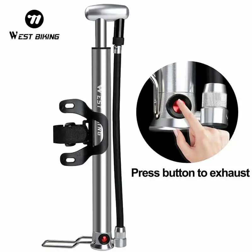 WEST BIKING Mini Bike Floor Pump 160PSI Dual Valve Portable Aluminum Bicycle Tire Inflator