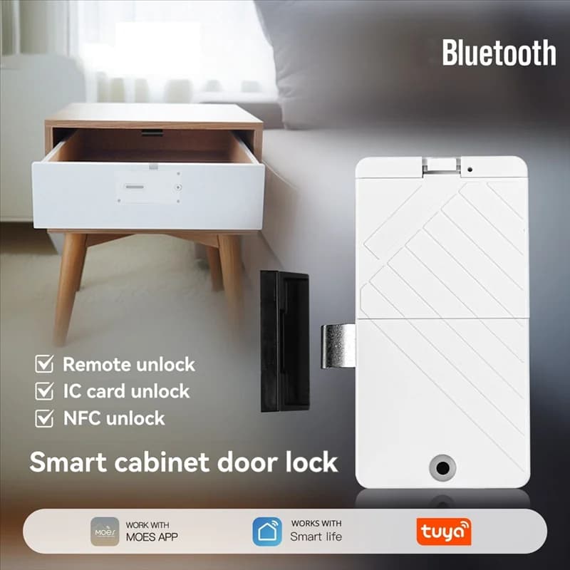 A10R Innovativo Tuya Bluetooth Smart Cabinet Lock, stile cassetto con gateway, scheda IC e telecomando app per armadietto in legno D