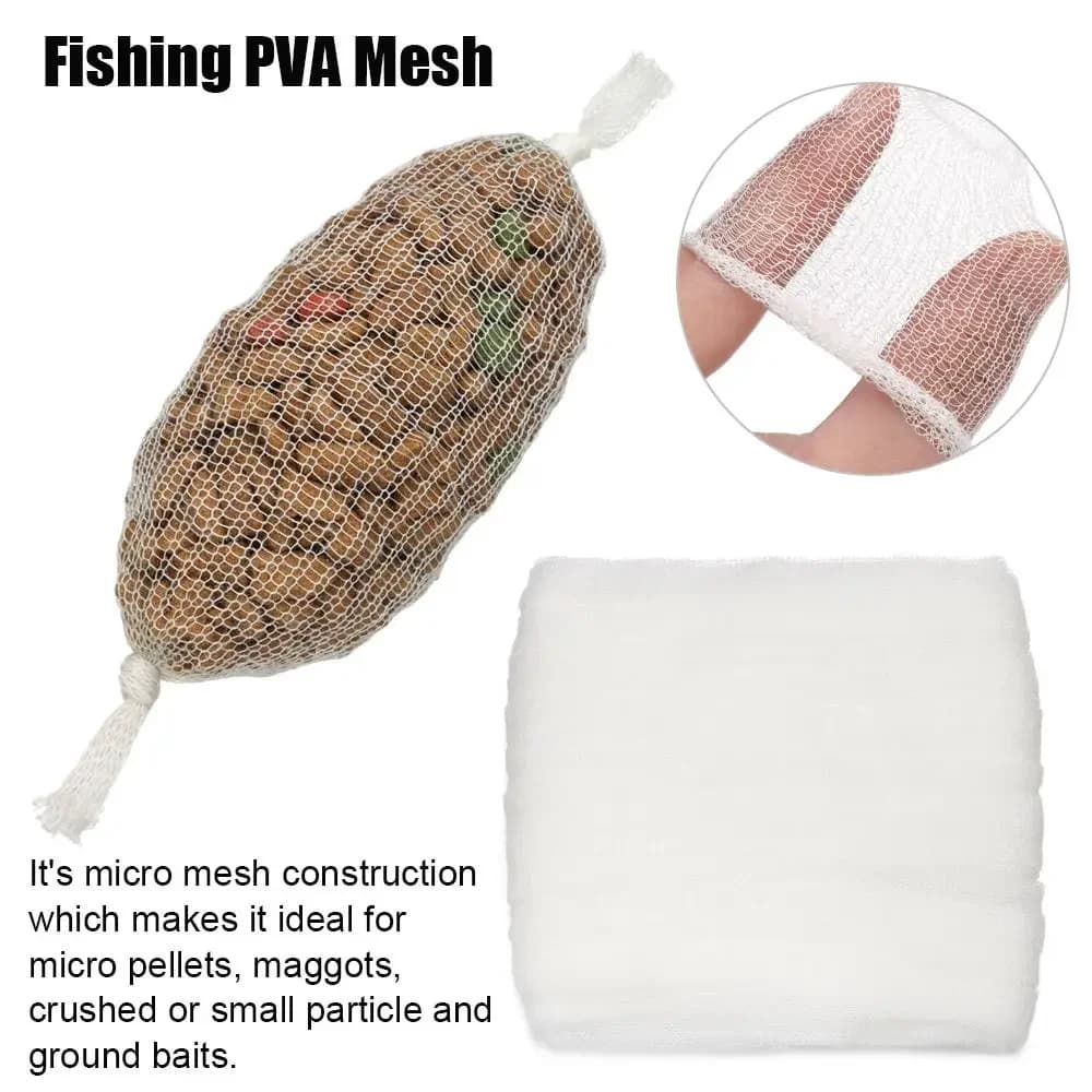 PVA Bag 5M Soluble PVA Mesh Refill Carp Fishing Feeder Fishing Lures Refill Rig Hook Bait Wrap Bags