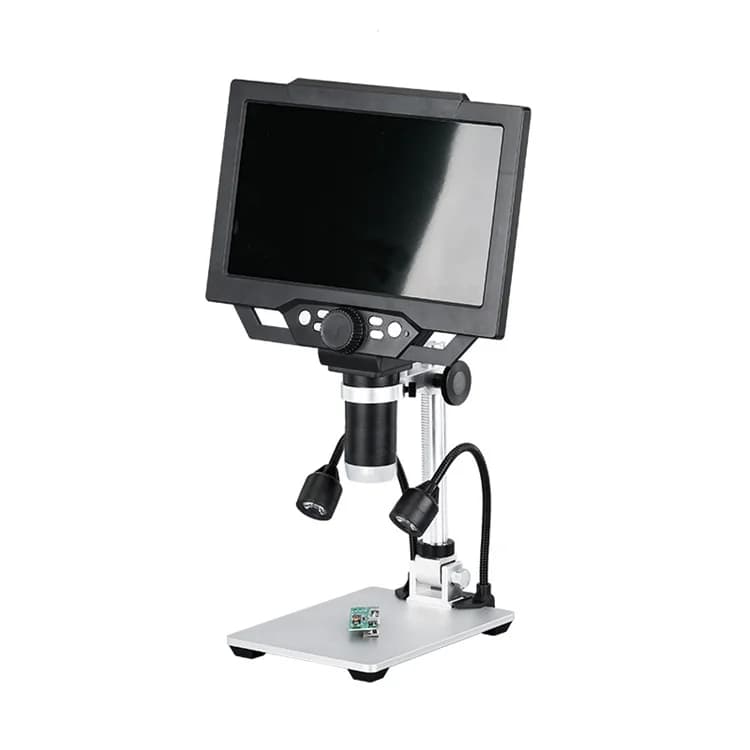 Microscopio industriale HD da 12 megapixel Display LCD HD da 9 pollici con lunghezza focale regolabile