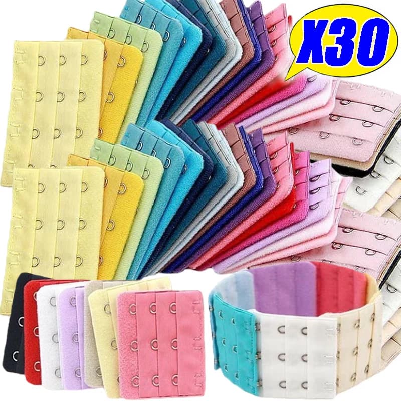 3/30Pcs Bra Extension Straps for Women Adjustable Belt Buckle Nylon Elastic Bra Extension Strap Hook Clip Expander Accessories