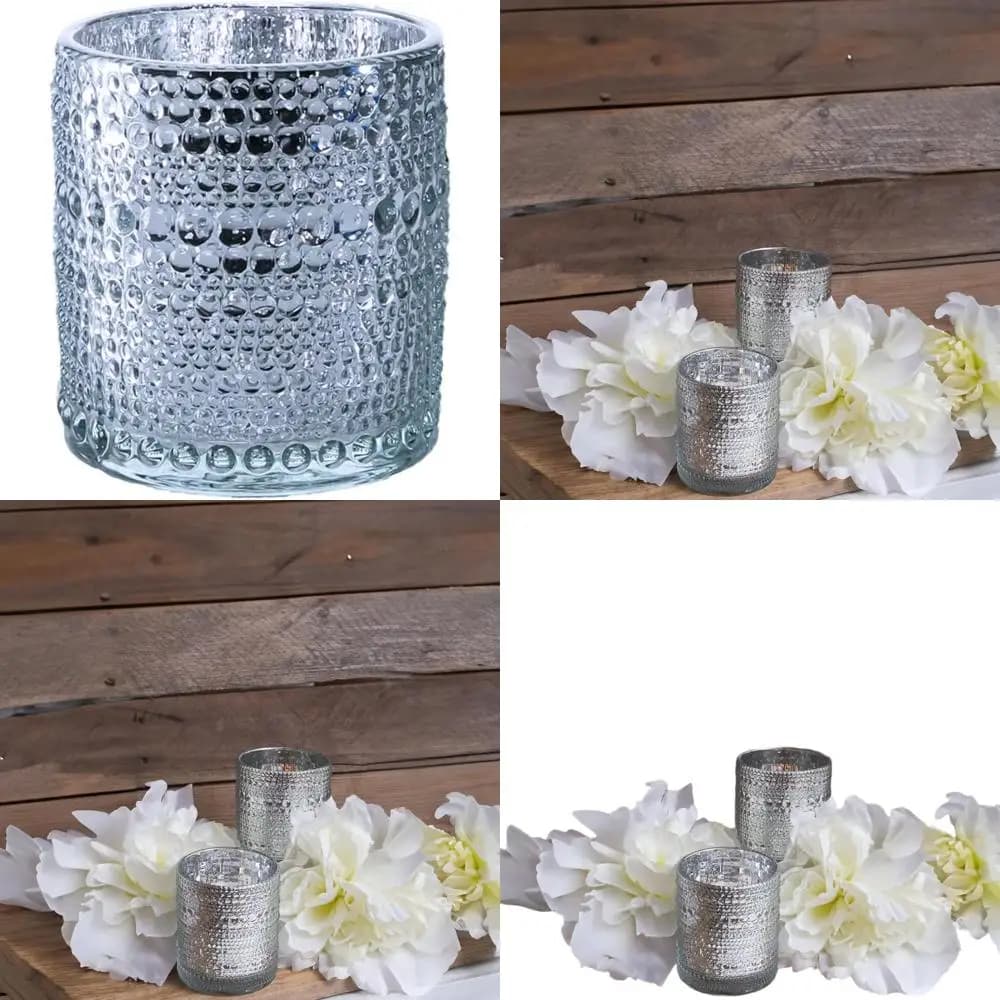 Fashionable pearled votive candle holder, 2,7 x 3,15H, mercury effect glass candle holder, home decoration, 36 pieces